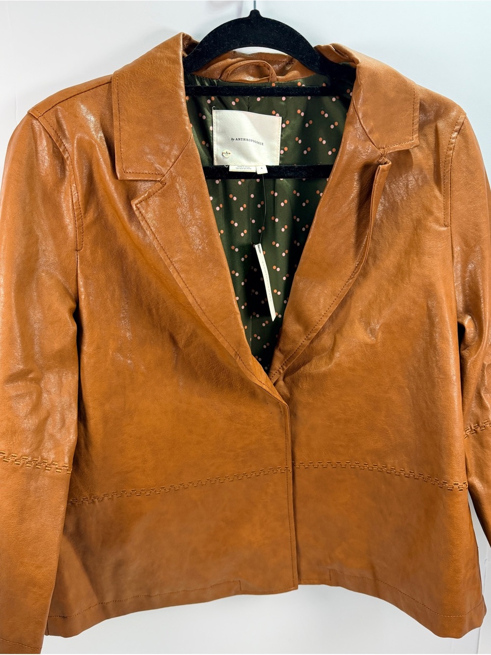 Anthropologie Bronze Faux Leather Blazer Jacket NWT Size S